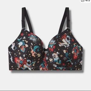 Torrid Wireless Bra - Sailor Mermaid Tattoo Style Print 44DDD